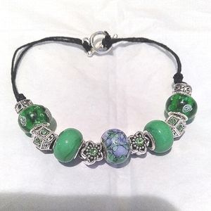 Handmade Glass and Metal Bead Bracelet